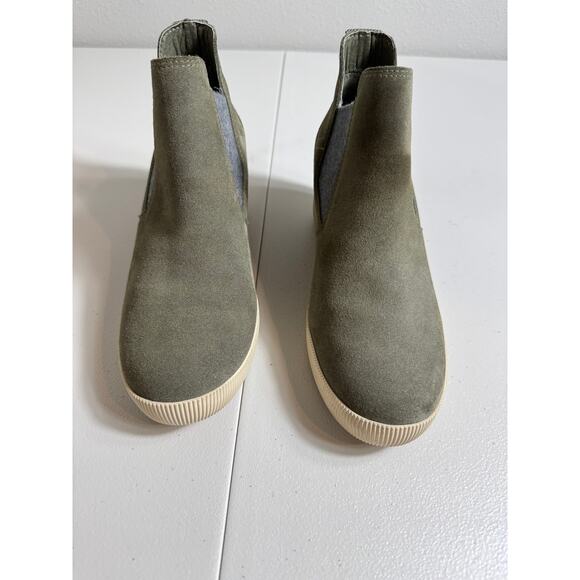 Sorel Out N About slip on wedge bootie stone green waterproof suede leather 7.5 - Picture 4 of 8